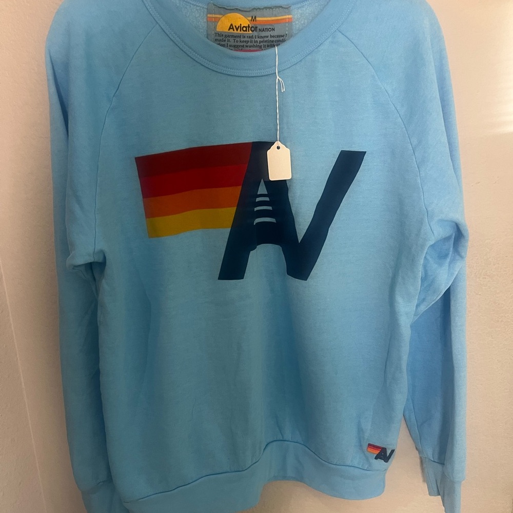 Aviator Nation Light Blue Crewneck Sweater